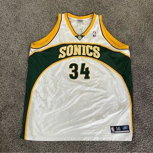 Vintage Seattle Sonics Ray Allen Jersey Mens Sz 56 White Stitched Reebok